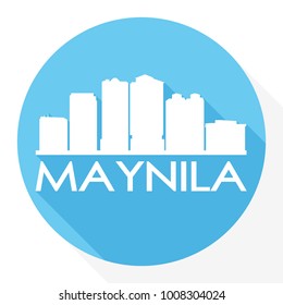 Maynila Philippines Asia Flat Icon Skyline Silhouette Design City Vector Art Famous Buildings.