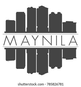 Maynila Philippines Asia Skyline Vector Art Mirror Silhouette Emblematic Buildings 