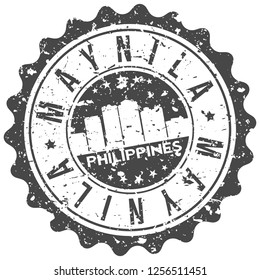 Maynila Philippines. Travel Stamp. Icon City. Design Tourism. Export Seal. Vector.