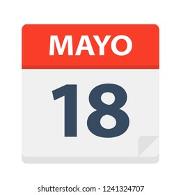 Mayo 18 - Calendar Icon - May 18 - Vector Illustration
