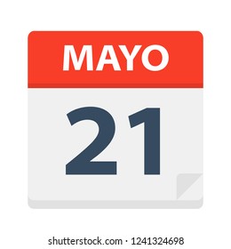 Mayo 21 - Calendar Icon - May 21 - Vector Illustration