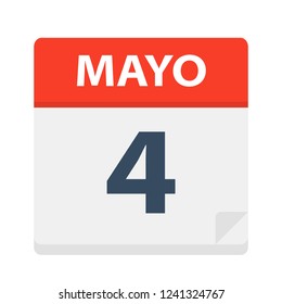 Mayo 4 - Calendar Icon - May 4 - Vector Illustration