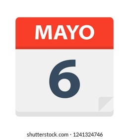 Mayo 6 - Calendar Icon - May 6 - Vector Illustration