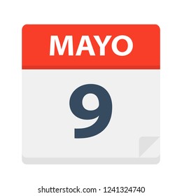 Mayo 9 - Calendar Icon - May 9 - Vector Illustration