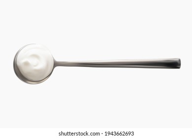 Mayo on spoon realistic 3d vector illustration isolated on white background. Portion of sauce. Close-up seasoning and dip