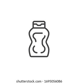 Mayo sauce bottle line icon. Condiment jar linear style sign for mobile concept and web design. Ketchup bottle outline vector icon. Symbol, logo illustration. Vector graphics