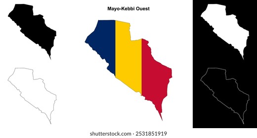 Mayo-Kebbi Ouest region outline map set