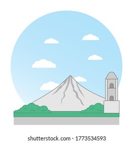 Mayon Volcano Philippines  - Minimalist Illustration