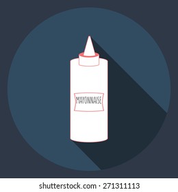 Mayonnaise bottle flat icon.