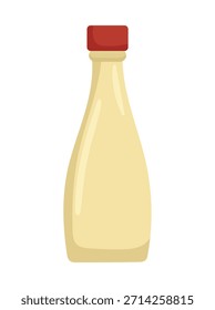 Botella de mayonesa. Clipart de Vector plano, ilustración con fondo aislado.