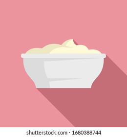 Mayonnaise bowl icon. Flat illustration of mayonnaise bowl vector icon for web design