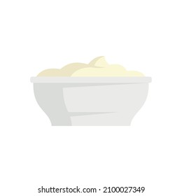 Mayonnaise bowl icon. Flat illustration of mayonnaise bowl vector icon isolated on white background