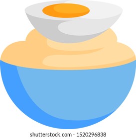 Mayonnaise in bowl, illustration, vector on white background.