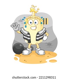 the mayonnaise criminal in jail. cartoon character