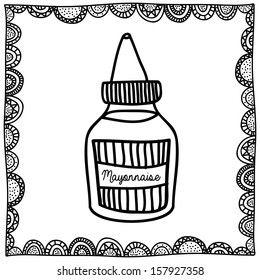 mayonnaise drawing over white background vector illustration
