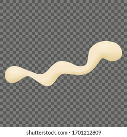 Mayonnaise droplet. Flowing down white cream or yoghurt icing drop. Trickling paint stain or yogurt splash illustration for background design. Realistic milk drop.  Vector illustration Vector paint 