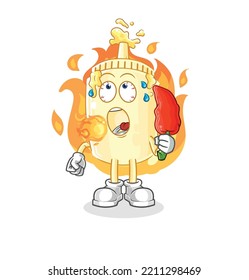 the mayonnaise eat hot chilie mascot. cartoon vector