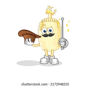 the mayonnaise fencer character. cartoon mascot vector