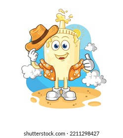 the mayonnaise go on vacation. cartoon mascot vector
