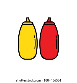 Mayonnaise and Hot Sauce flat design. Vector illustration