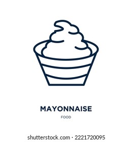 mayonnaise icon from food collection. Thin linear mayonnaise, sauce, mustard outline icon isolated on white background. Line vector mayonnaise sign, symbol for web and mobile