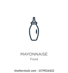 Mayonnaise icon. Thin linear mayonnaise outline icon isolated on white background from food collection. Line vector sign, symbol for web and mobile