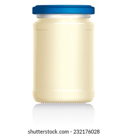 Mayonnaise Jar vector visual illustration, Drawn with mesh tool. Fully adjustable & scalable.