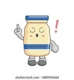 estilo de diseño de caracteres mayonnaise kawaii con gesto de un dedo