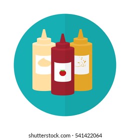 mayonnaise ketchup mustard sauce bottle fast food related icon image vector illustration design 