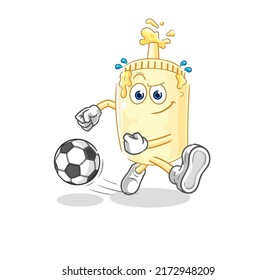 the mayonnaise kicking the ball cartoon. cartoon mascot vector