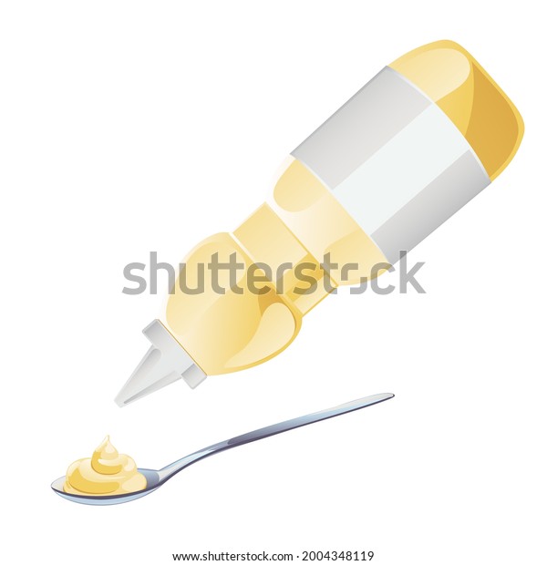 Mayonnaise Metal Spoon Catroon Flat Style Stock Vector (Royalty Free