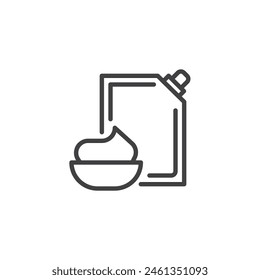 Mayonnaise packaging line icon. linear style sign for mobile concept and web design. Mayo pouch pack outline vector icon. Symbol, logo illustration. Vector graphics