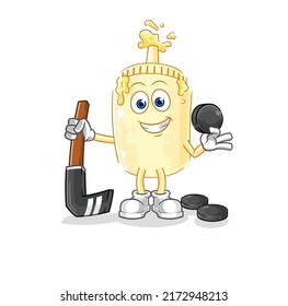 the mayonnaise playing hockey vector. cartoon character