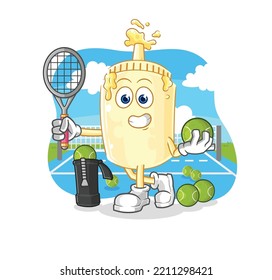 the mayonnaise plays tennis illustration. character vector