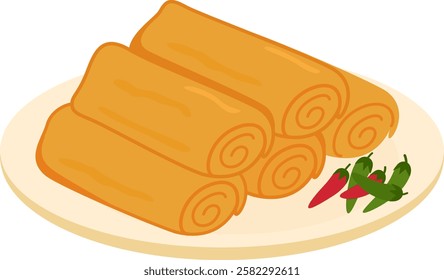 Mayonnaise Risoles Traditional Indonesian Appetizer Illustration