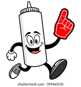 Mayonnaise Running with a Foam Finger