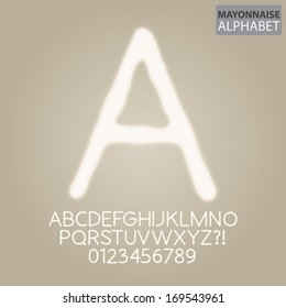 Mayonnaise Sauce Alphabet and Numbers Vector