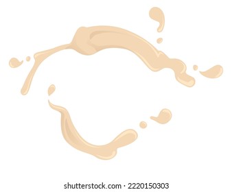 Mayonnaise sauce cream stains flowing drops vector illustration isolated on white background