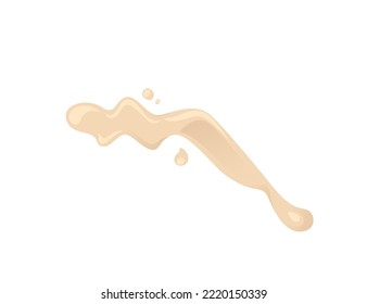 Mayonnaise sauce cream stains flowing drops vector illustration isolated on white background