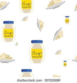 Mayonnaise sauce seamless pattern vector illustration