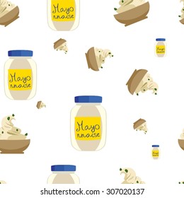 Mayonnaise sauce seamless pattern vector illustration
