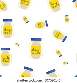 Mayonnaise sauce seamless pattern vector illustration