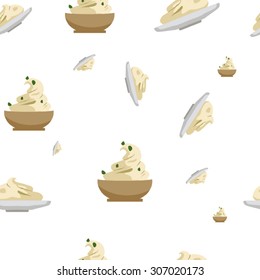 Mayonnaise sauce seamless pattern vector illustration