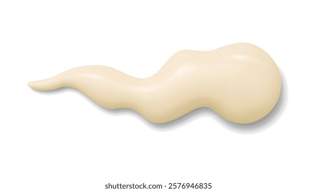 Mayonnaise sauce smudge, smooth dollop of creamy mayo spill or splash showcasing its rich appetizing texture. Realistic 3d vector food stain, smear and spatter of cheese sauce or vanilla cream drip