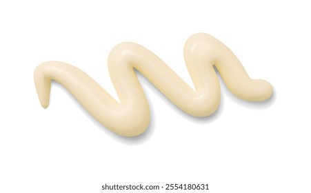 Mayonnaise sauce splash, smooth, creamy swirl of culinary condiment. Isolated realistic 3d vector dressing splatter for food cooking. Creamy mayo sauce spill or smear wavy stripe with glossy texture