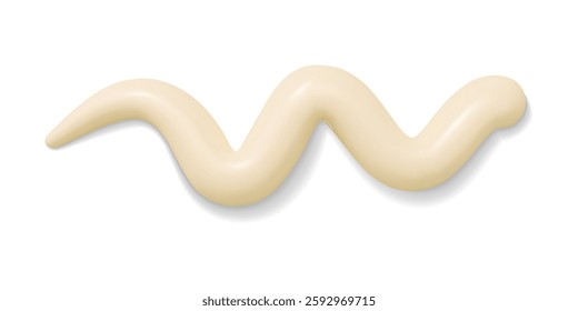 Mayonnaise sauce swirl, creamy white condiment zigzag drizzle or drop for culinary, food styling, and recipe cooking. Isolated realistic 3d vector dressing splatter drop. Mayo ingredient smear