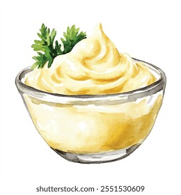 Mayonnaise sauce watercolor clipart illustration