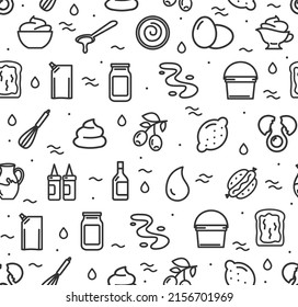 Mayonnaise Signs Seamless Pattern Background on a White for Web and App, Graphic Design. Vector illustration