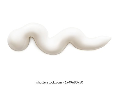 Mayonnaise Smear Realistic 3d Vector Illustration Isolated On White Background. Close-up Seasoning And Dip Sauce Mayo Splash