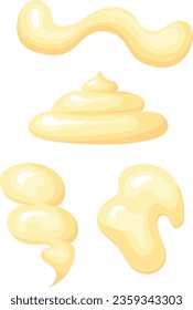 Mayonnaise splash set. Dip sauce drop stains isolated on white background